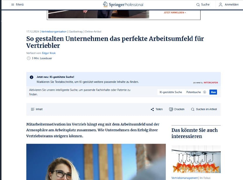 Artikelansicht: Springer Professional – Das perfekte Arbeitsumfeld für Vertriebler