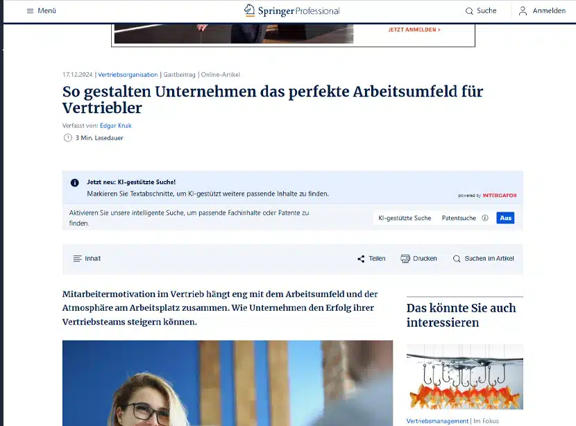 Artikelansicht: Springer Professional – Das perfekte Arbeitsumfeld für Vertriebler
